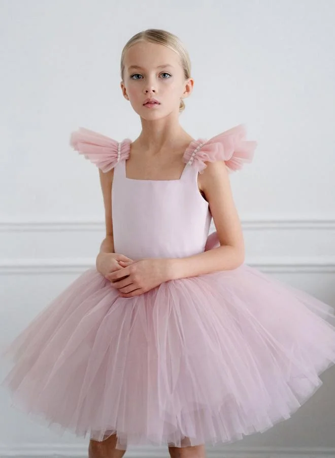 Take Two Girls Pink Tulle Sleeveless Mini Dress with Tail